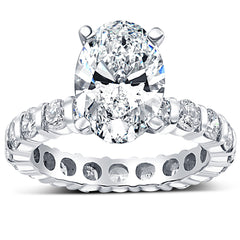 5 Ct TW Oval Shape Diamond Eternity Engagement Ring 14k White Gold Lab Grown