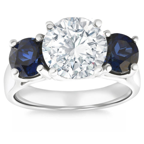 Certified Diamond Blue Sapphire Engagement Ring 14k Gold Lab Grown