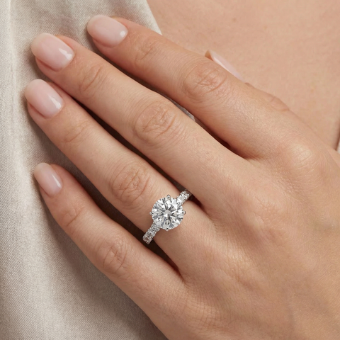 Diamond Engagement Ring 2 1/2Ct Round Cut Solitaire 14K White Gold Lab Grown