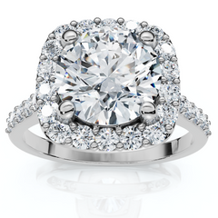 Certified 2Ct Cushion Halo Diamond Engagement Ring Accent White Gold Lab Grown
