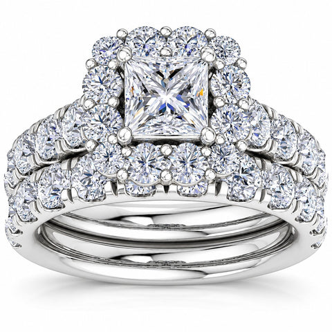 5Ct Princess Cut Diamond Engagement Matching Wedding Ring Set 10k Gold Lab Grown