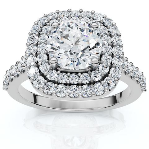VS 2  Ct Diamond Cushion Halo Engagement Ring 14k White Gold