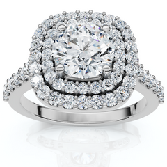G/VS 2 1/4 Ct Diamond Cushion Halo Engagement Ring 14k White Gold Lab grown