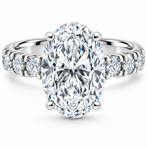 Certified 5.28Ct Oval Diamond Hidden Halo Engagement Ring Gold Lab Grown