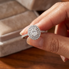 F/VS 1.75Ct Oval Diamond Double Halo Engagement Ring 14k White Gold Lab Grown