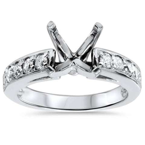 Women's 1/2ct Diamond Semi Mount Ring Solid 14K White Gold