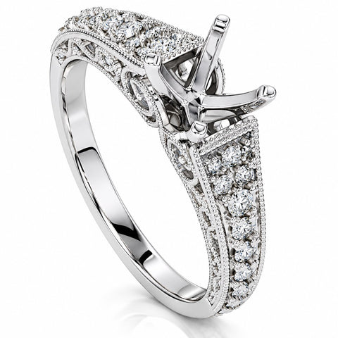 3/8ct Diamond Engagement Ring Mounting 14K White Gold