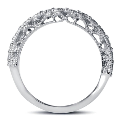3/8ct Diamond Vintage Stackable Wedding Ring 14K White Gold