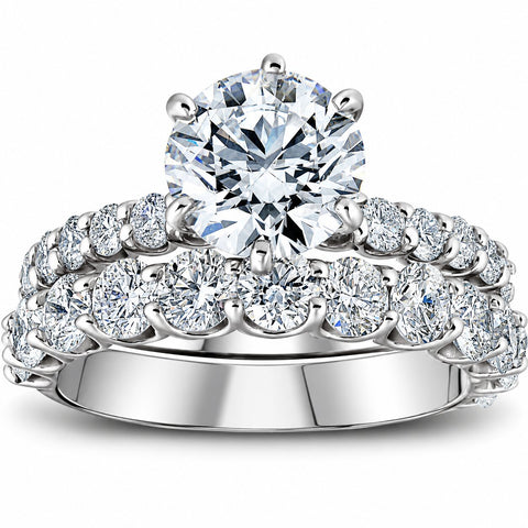 3 Ct Round Cut Diamond Engagement Wedding Ring Set G/SI 14k White Gold Enhanced