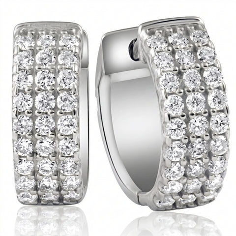1/2 Ct Diamond  Hoops Women's Earrings Silver Lab Grown