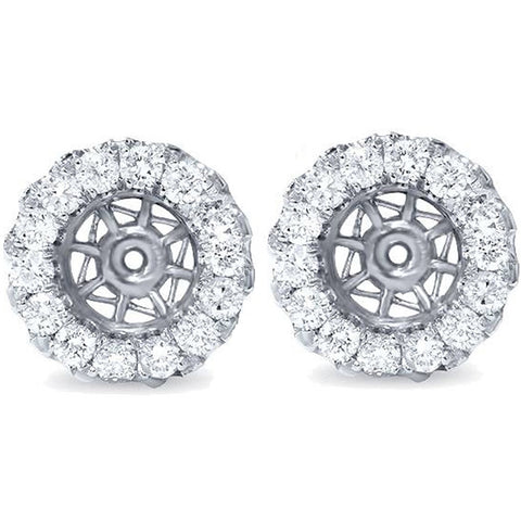 5/8ct Halo Diamond Earring Jackets 14K White Gold (5.5-7mm)