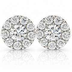 3ct Halo Diamond Studs 14K White Gold Lab Grown (F/VS)