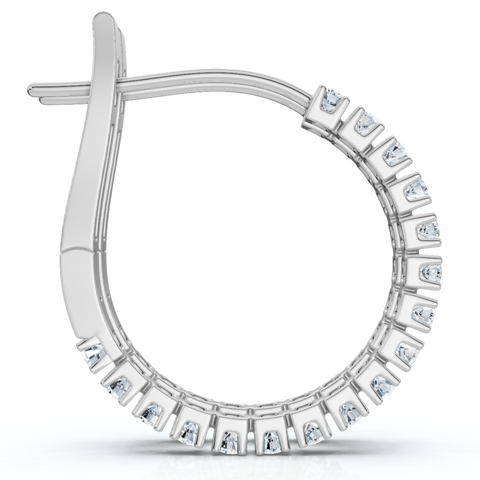 1/2 cttw Natural Diamond Hoops in 10K White or Yellow Gold 1" Tall