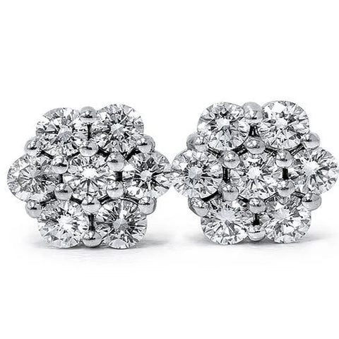 1ct Pave Fire Diamond Studs 14K White Gold Lab Grown