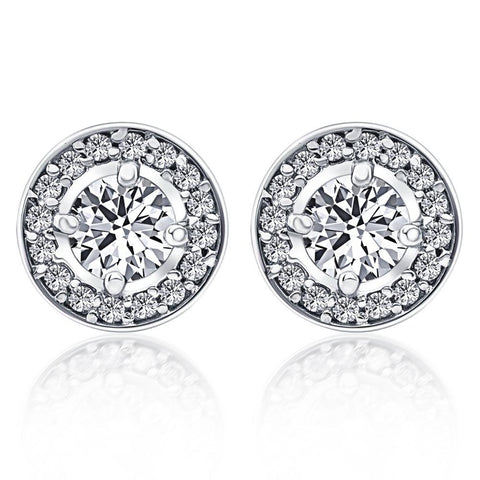 5/8ct Halo Diamond Studs 14K White Gold