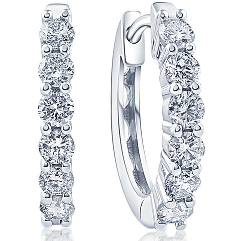 F/VS .75 cttw Lab Grown Diamond Hoops Silver 1/2" Tall