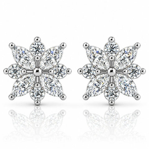 F/VS .50Ct Marquise Star Diamond Earrings 14k Gold Earrings Lab Grown