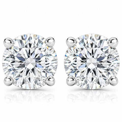 2 ct Round Diamond Screw Back Studs in 14k White Gold
