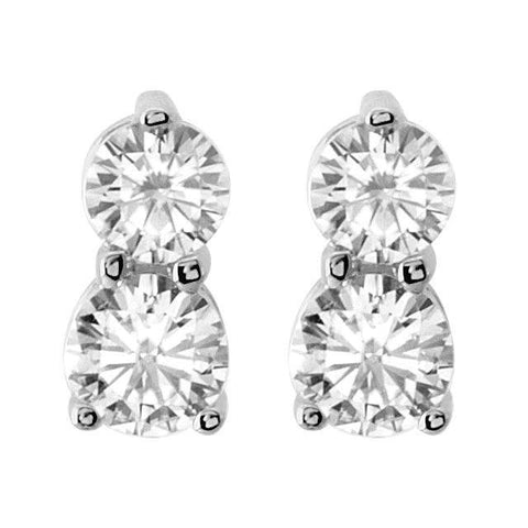 1 2CT Forever Us Two Stone Diamond Studs Womens Earrings 14K White Gol