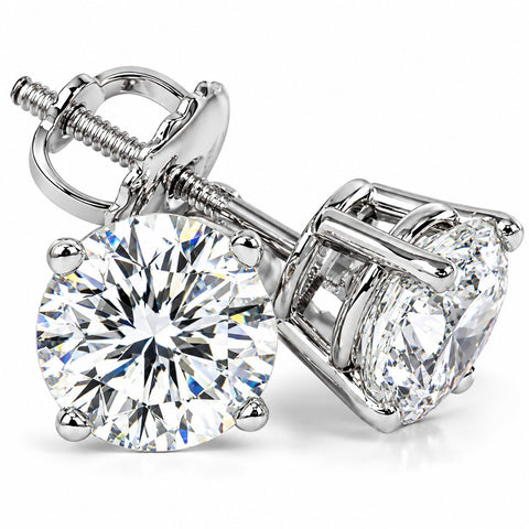 Platinum 2 Ct T.W. Lab Grown Diamond Studs Screw Backs FG/VS