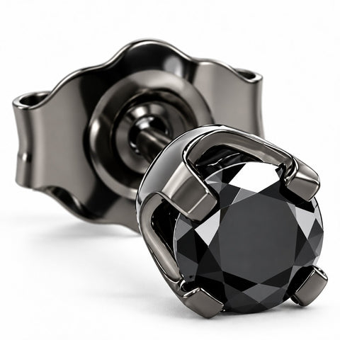 1/6ct Single Black AAA Diamond Stud 14k Black Gold