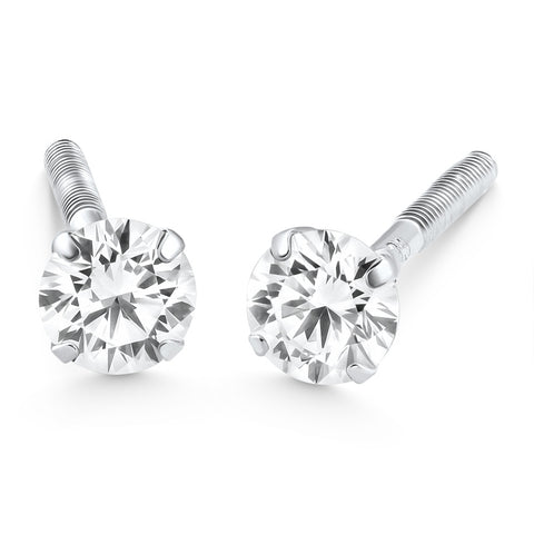 G/VS .25 Ct Diamond Screw Back Studs 14k White Gold Lab Grown Eco Friendly