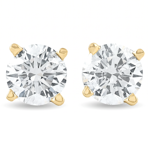 VVS 2 Ct 14k Yellow Gold Moissanite Screw Back Studs 6mm