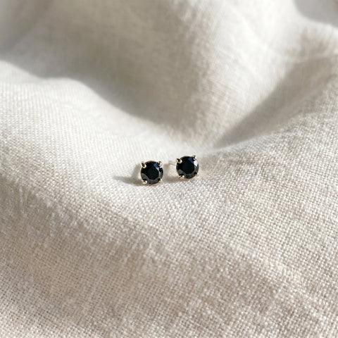 1/5ct Round Cut Black Color Enhanced Diamond Studs 14K White Gold