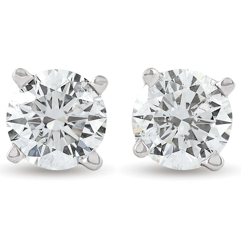 Certified 3 Carat (ctw) Natural Diamond Studs in 14k Yellow or White Gold