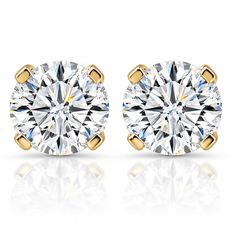 1ct TW Round Brilliant Cut Natural Diamond Studs 14K Yellow Gold