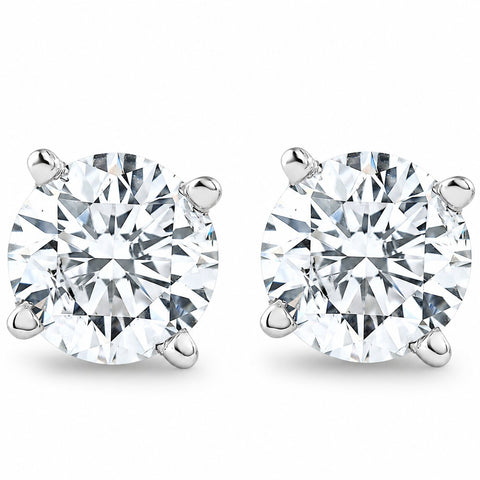 1 1/4 CT T.W. 14K White Round Cut Studs Earrings With Screw Backs