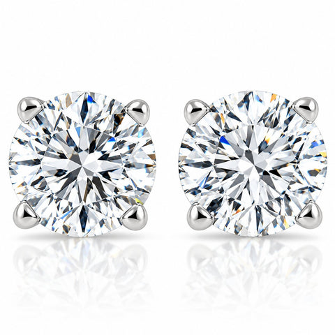 VS 2 Ct TW Round Brilliant Cut Moissanite Studs 14k White Gold Earrings