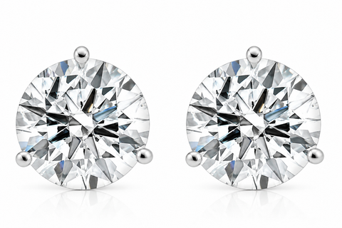 Certified 4 1/2 Ct Lab Grown Diamond Martini Screw Back Studs 14k White Gold