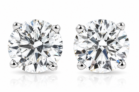 4 Ct TW Certified Diamond Screw Back Studs 14k White Gold Lab Grown (GH,VS2-SI1)