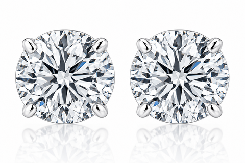 4.25Ct T.W. Round Cut 14k White Diamond Studs Lab Grown Women's Earrings