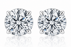 4.25Ct T.W. Round Cut 14k White Diamond Studs Lab Grown Women's Earrings