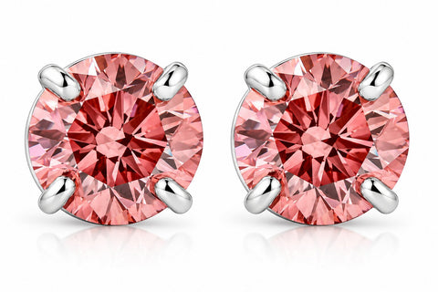 VS 1/2Ct Pink Lab Grown Diamond Screw Back Studs Earrings 14K White Gold