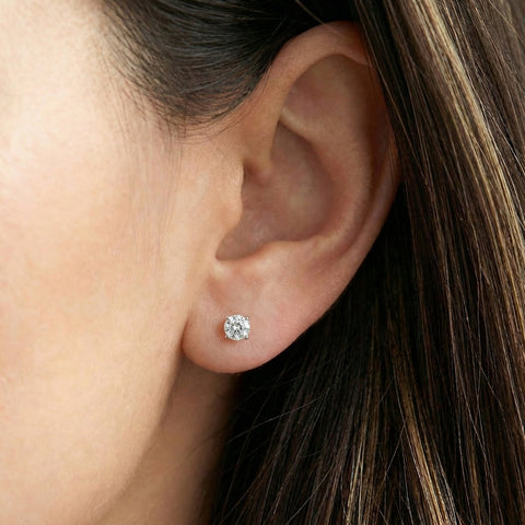 1/2ct Round Real Diamond Studs White Gold Brilliant Cut