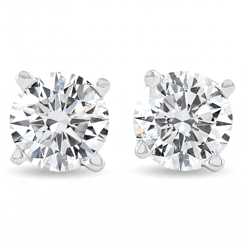 IGI Certified 1 Ct Diamond Studs 14K White Gold Screw back Earrings (FG,VS2-SI1)