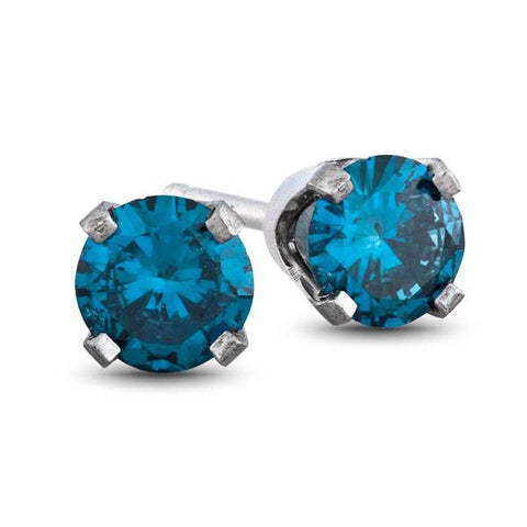 1/4ct Treaed Blue Diamond Studs 14K White Gold