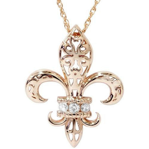 1/10ct   Fleur De Lis Pendant 14K Rose Gold (5/8 inch tall)