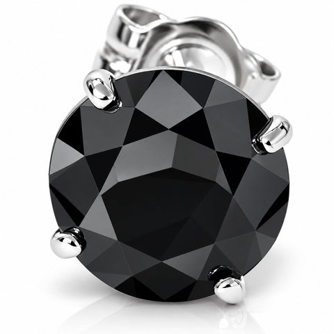1/2 - 3 Ct Single Black Diamond Stud in 14k Gold Earring
