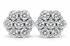 1ct Pave Fire Diamond Studs 14K White Gold Lab Grown
