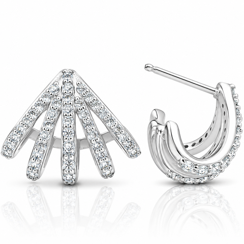 1 Ct Diamond Burst Studs Womens Huggie Earrings 14k White Gold Lab Grown