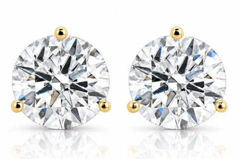 Certified 6.00CT Round Diamond Studs 14k Yellow Gold Lab Grown Earrings