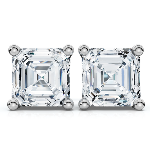 Certified H/VS 3.00Ct Asscher Cut Diamond Studs 14k White Gold Lab Grown Earrings