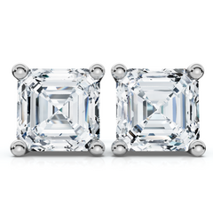 H/VS 2.04Ct Asscher Cut Diamond Studs 14k White Gold Lab Grown Earrings
