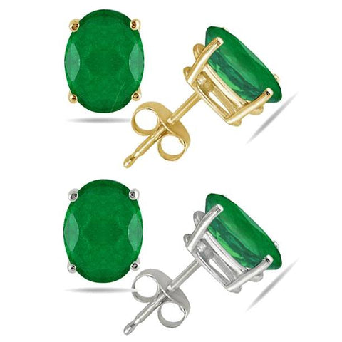 1.00Ct Emerald Studs 14K White Or Yellow Gold