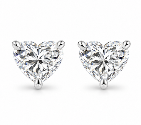 G/VS 1Ct Heart Shape Diamond Studs Lab Grown 14k White Gold