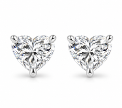 G/VS 1Ct Heart Shape Diamond Studs Lab Grown 14k White Gold